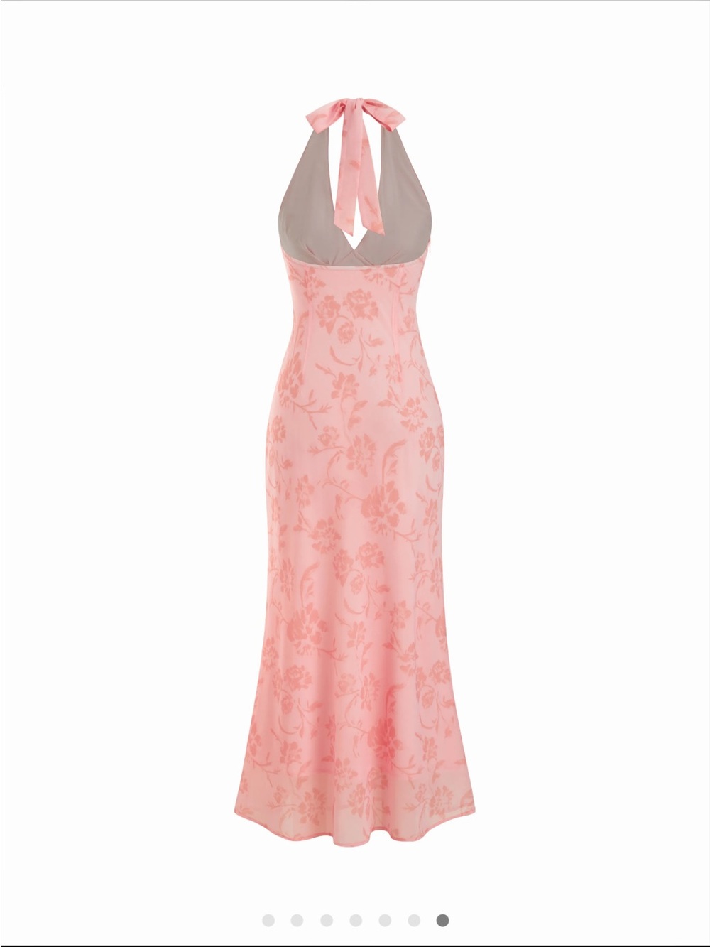 Pink Floral Halter Maxi Dress - Picture 2 of 5